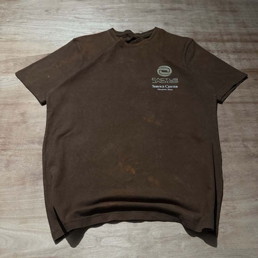 Travis Scott x Nike Cactus Jack Corp T Shirt Brown Sun Faded Distressed